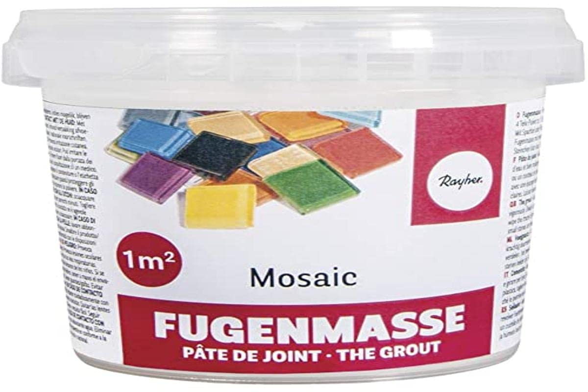 Rayher 1460100 White Mosaic Tile Grout for Grouting Stained Glass Tiles and Mosaic Crafts, 500 g