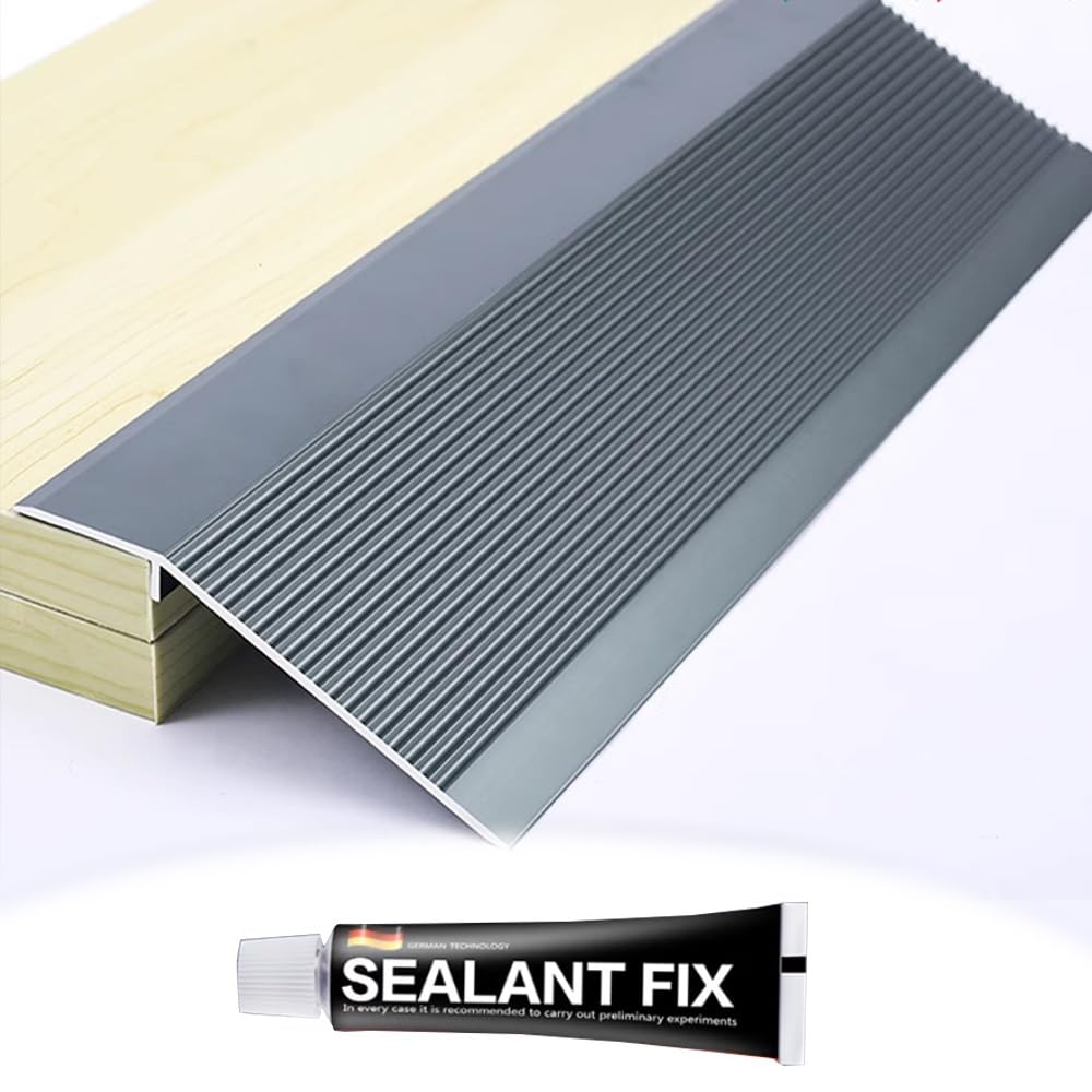 EMISOO Vloer Overgang Strip Drempel Overgang Rail Breedte 100mm Hout Naar Tegel Overgang Profiel Hoogte Compensatie 10mm-50mm Aluminium Vloer Strip Afdekstrip (Color : Black