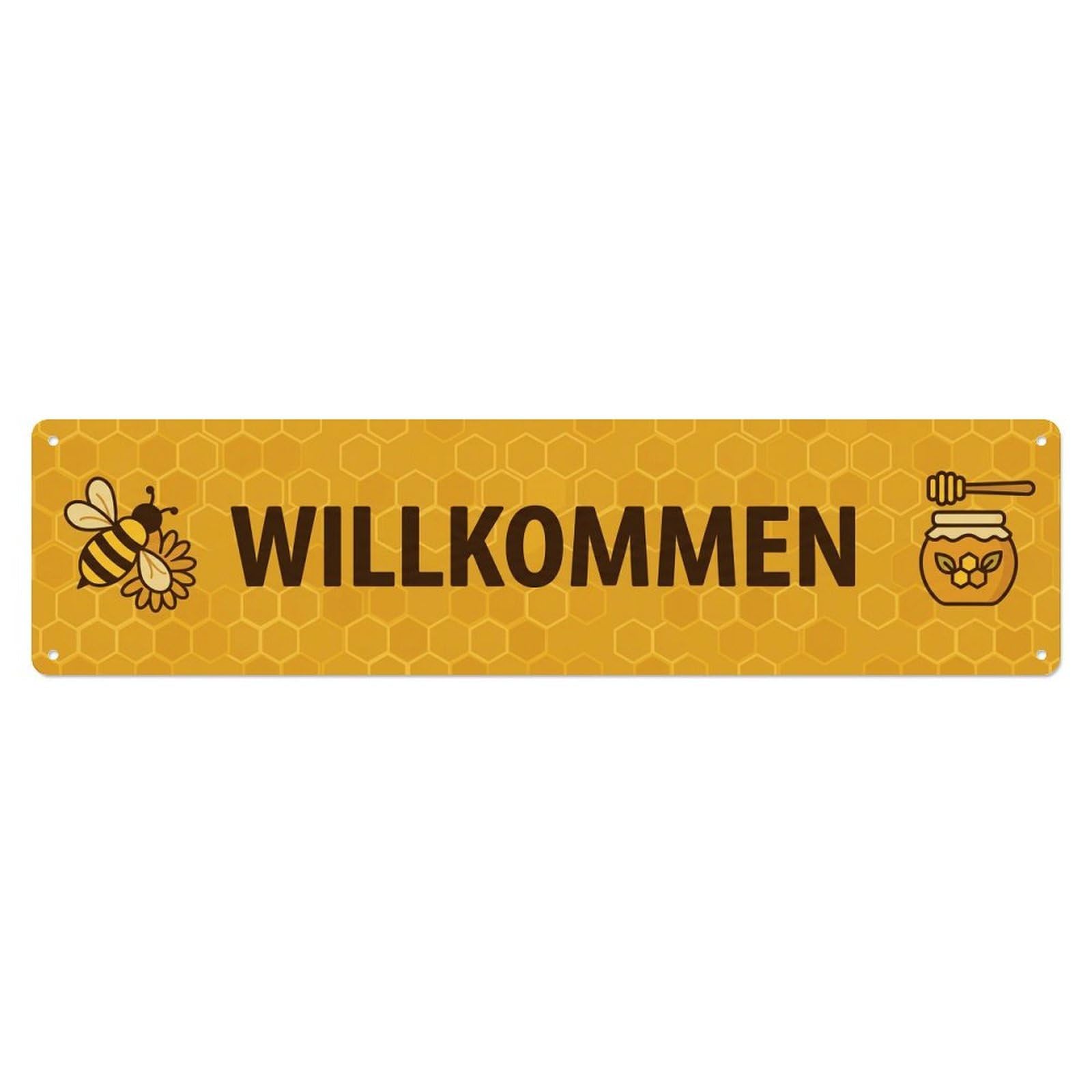Honey Gold Beekeeping Farm Shop Welcome Metal Tin Sign Plaque Wall Decor for Cafe, Club Bar, Office, Home Garden Metal Poster 4x16Inch