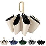 Mustarpicking Travel Folding Golf Umbrella 10 Ribs Automatic Open/Close,Lightweight Portable Backpack Car Parasol Outdoor,Sun/Rain,Anti 99 UV Protection UPF 50,Men Women Carabiner Handle Design