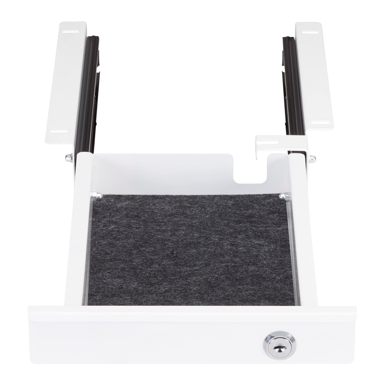 SOTECH Cassetto Sotto Scrivania Chiudibile A Chiave, Acciaio Nero, 85x26.5x4.5 Cm, Con Guide A Sfera E Inserto In Feltro - 4