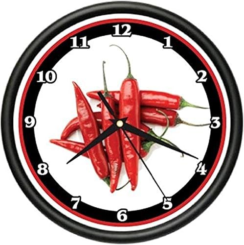 Reloj de pared de chiles rojos para cocina, chef caliente, nuevo regalo