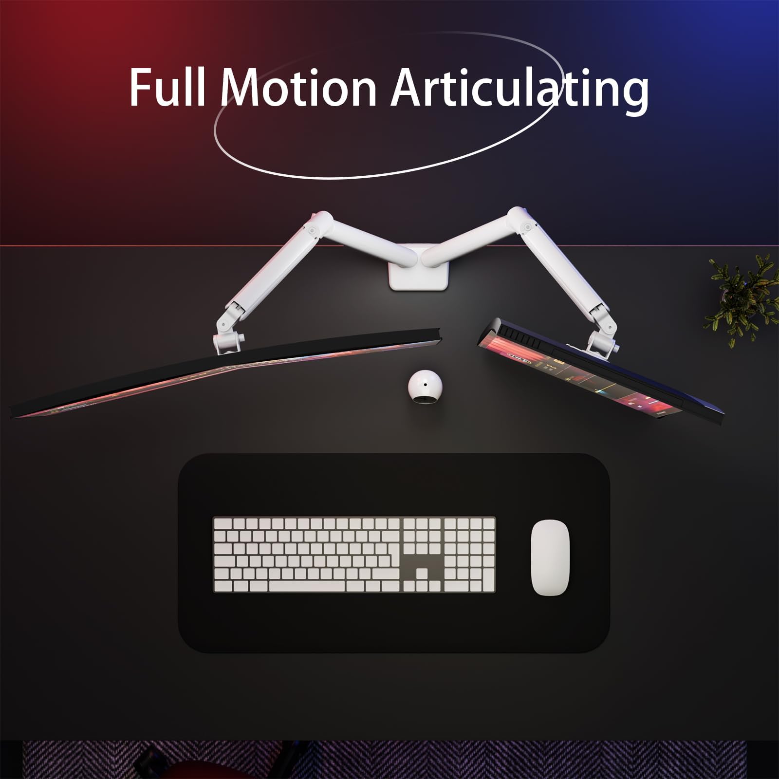 ETHU Dual Monitor Halterung Schreibtischhalterung für 13-32 Zoll Monitore (2-9 kg), Höhenverstellbar mit Neigbar, Schwenkbar, Drehbar, Gasfeder- Bildschirmhalterung 2 Monitor VESA 75 & 100 (Weiße)