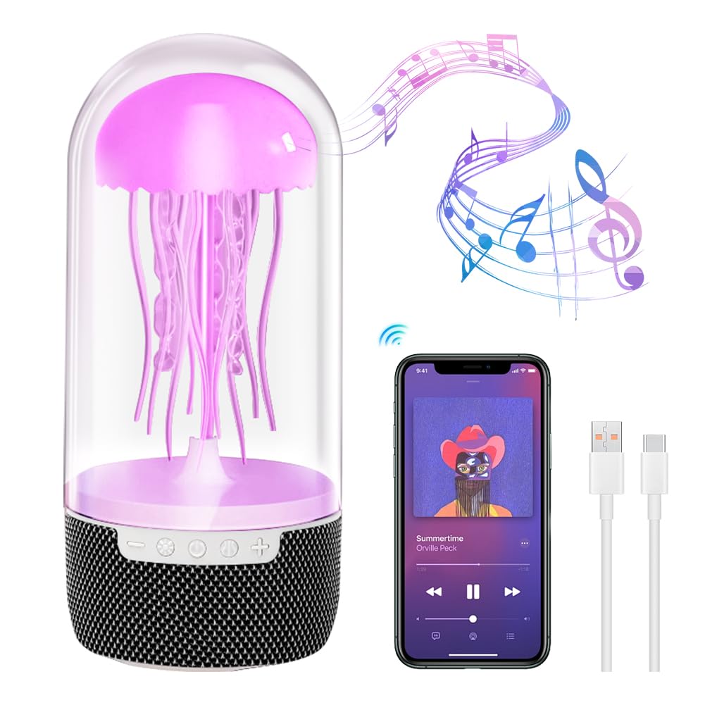 LED Jellyfish Lamp with Bluetooth Speaker + RGB Colour Gradient Jellyfish Light
