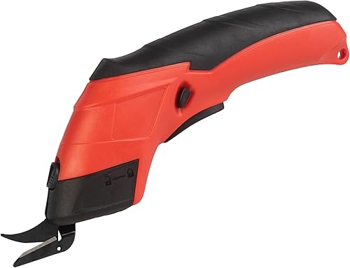 Stalwart - Tijeras eléctricas inalámbricas, cortador multiusos de tela, cuero, alfombra o cartón con 2 cuchillas y batería recargable de 3.6 V (rojo)
