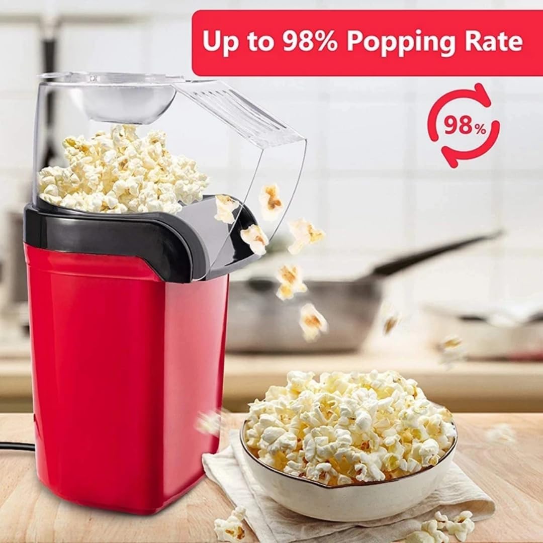 Popcorn 1200 W per fare popcorn in 2 minuti - Palcorn elettrico con tazza dosatrice - Fai dei deliziosi popcorn con il palcorn aria calda (rosso)