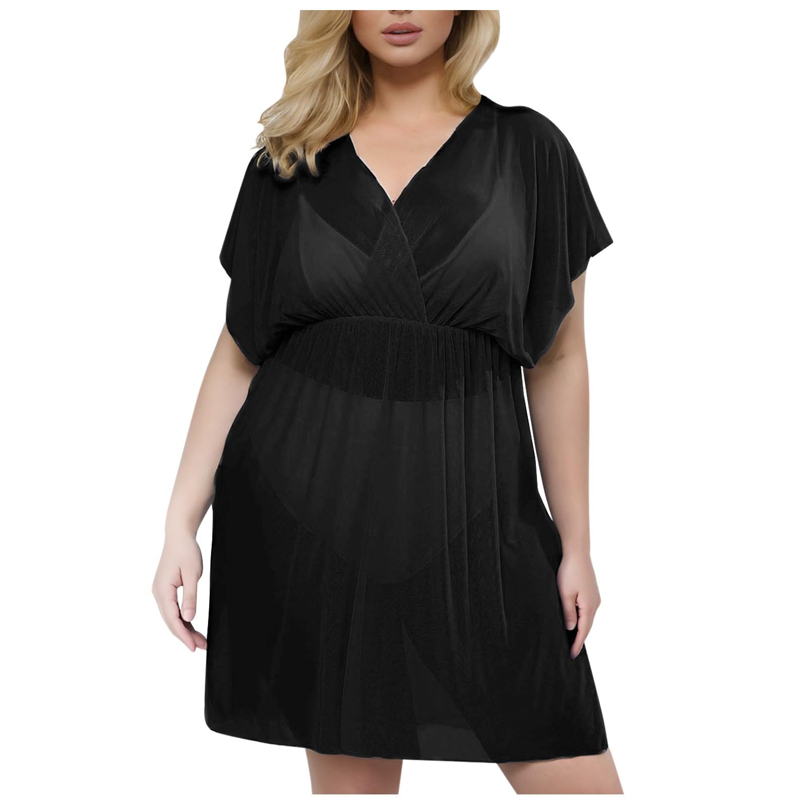 Bluzki Damskie Plus Size Seksowna Spódnica Dla Kobiet Głęboki Dekolt Szpic, Rozcięcie Talii Sukienka Plażowa