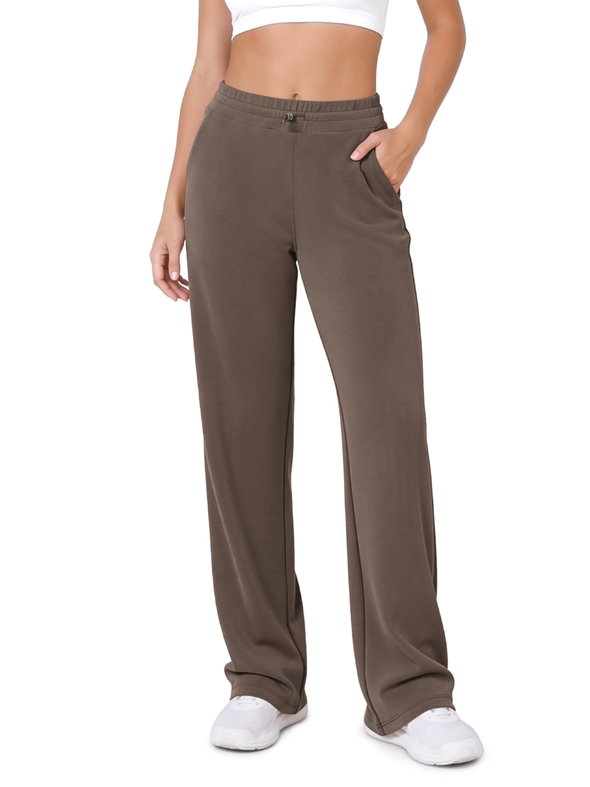 ODODOS Women's Modal Soft Wide Leg Pants with Pockets Adjustable Shockcord High Waist Casual Lounge Pants-27/29/31" Inseam