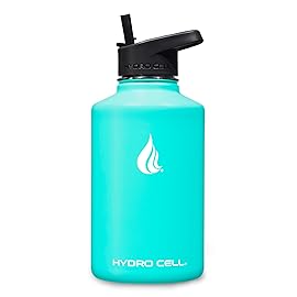HYDRO CELL Stainless Steel Insulated Water Bottle with Straw - For Cold & Hot Drinks - Metal Vacuum Flask with Screw Cap and Modern Leakproof Sport Thermos for Adults (Teal 64oz)