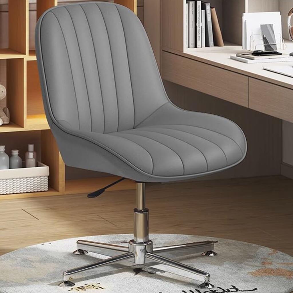 Chaise de bureau ergonomique en cuir synthétique gris foncé au design épuré chic