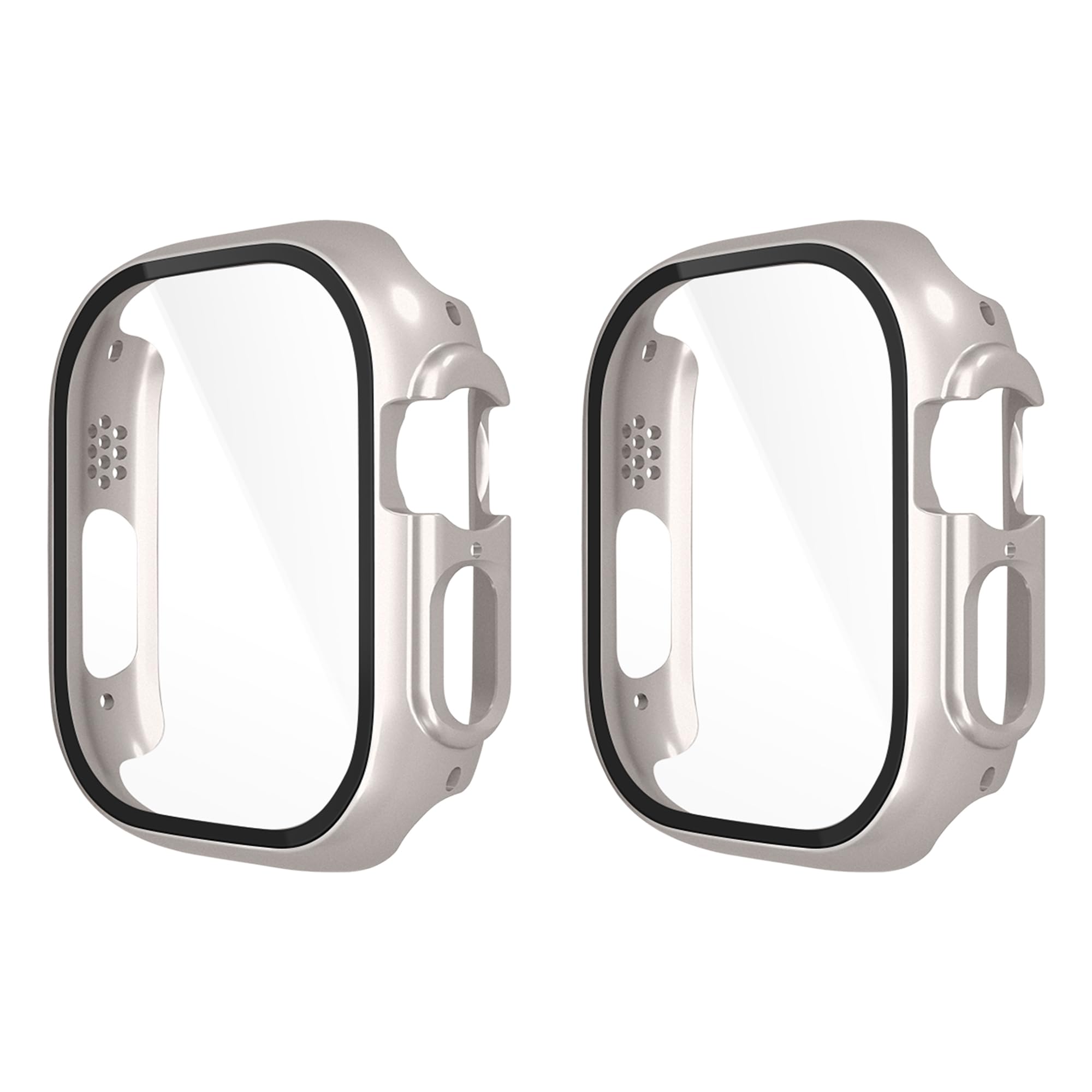 XFEN 2 Pack Case with Tempered Glass Screen Protector for Apple Watch Ultra 1/2/3 49mm, Smooth Touch, High Protection, Full Screen Shield, Easy