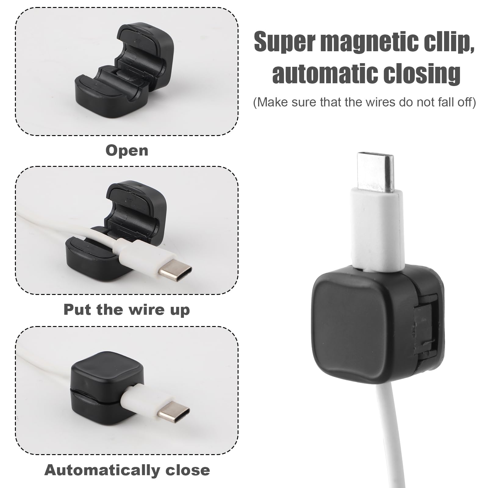 Portacavi magnetico con clip per cavi, porta cavi adesivo, organizer per cavi per la gestione della scrivania dell'home office  44