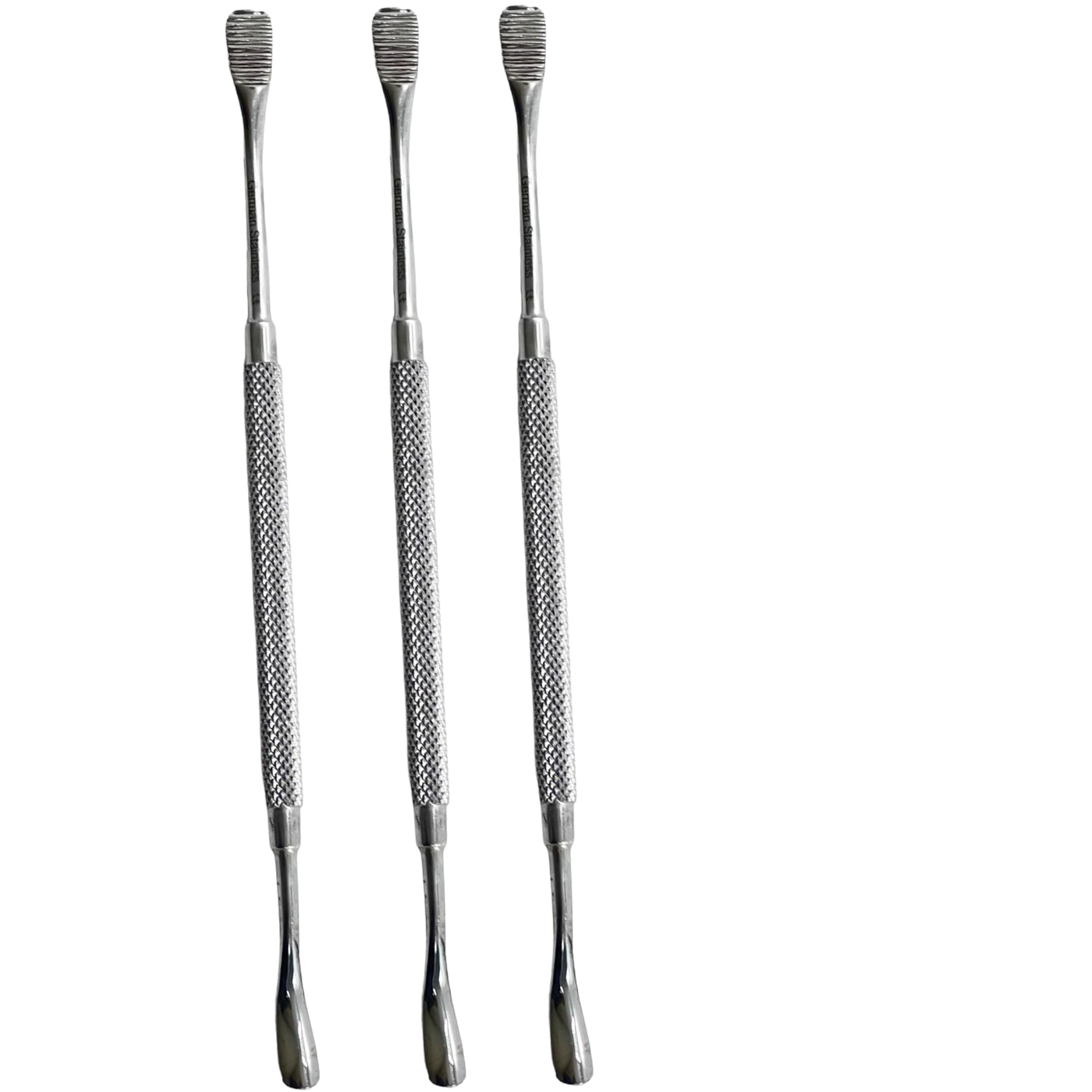 3 Pack - Dental Bone File Handpiece, Double-Ended Knurled Grip Howard Bone File #12 - Dental Stainless Steel Instruments