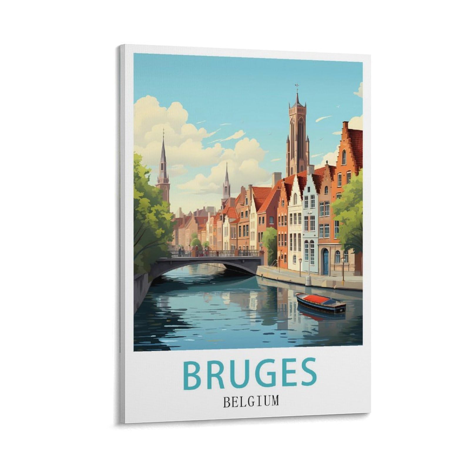 Lnuyitr Frame-Style Bruges Belgium Vintage Travel Posters 08X12inch(20X30cm) Canvas Art Posters And Wall Art Picture Prints Modern Home Bedroom Decor Posters