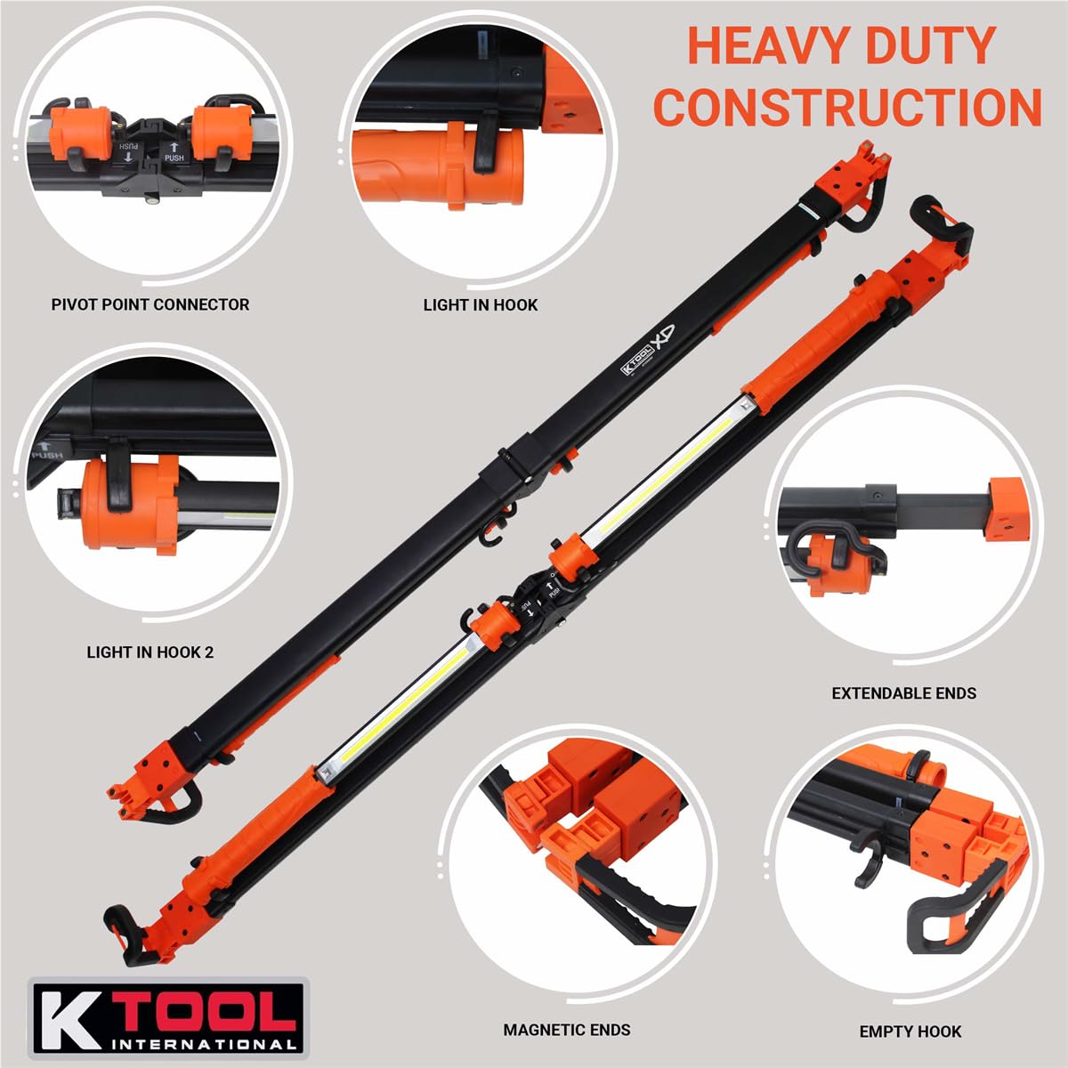 K Tool International XD5039C Folding Under Hood LED Work Light for