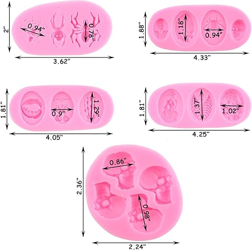Miniatura 3 de Zixiang Moldes de silicona para Halloween, molde de fondant, molde de cabeza de esqueleto, molde de dientes de araña, vampiro, para decoración de