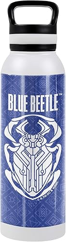 Blue Beetle (2023) OFFICIAL Circuit Beetle Logo - Botella de agua aislada de 24 onzas, resistente a fugas, acero inoxidable aislado al vacío con