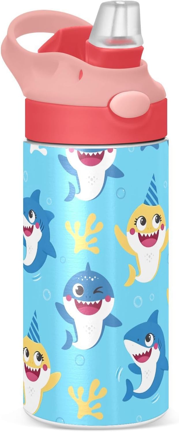 Soccer Ball on Field Kids Water Bottle with Straw Lid Insulated Stainless Steel Reusable Tumbler Leakproof Vacuum Boys Girls Toddler School Sports 12oz