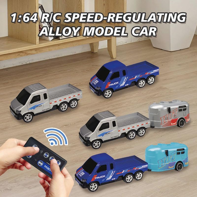 Image of Bestie toys Remote Control Small Car, 1:64 Scale Off-Road RC Car, USB Rechargeable 2.4GHZ Three Speed Indoor Alloy Vehicle for Kids (Power Truck)