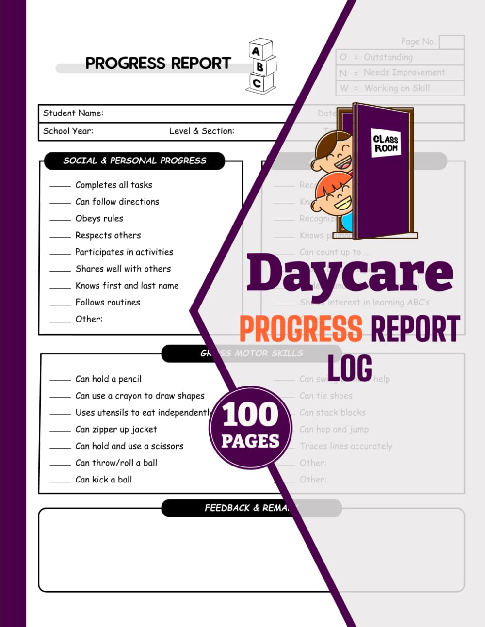 Daycare Progress Report Log: Preschool Student Progression & Readiness Checklist With Table of Content | 100 Pages