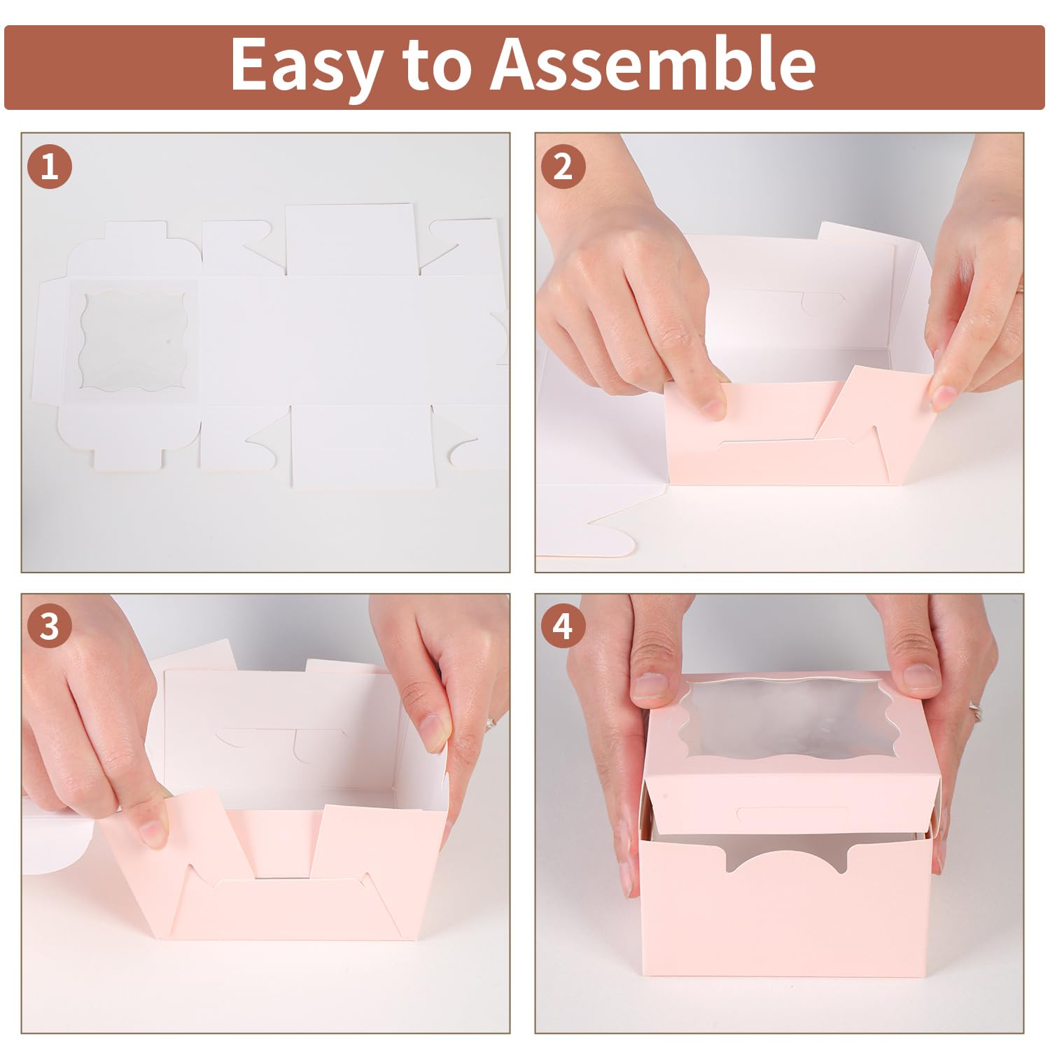 150 Pink Cake Boxes with Window - Bakery Packaging -5 150 Pink Cake Boxes with Window - Bakery Packaging -5