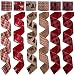 SANNO Wired Burlap Christmas Ribbon, Holiday Party Ribbon Decorations, Assorted Rustic Patterns Classic Fabric Ribbons Crafters Ornaments 36 Yards (2.5" Width x 6Yard Each) - Red