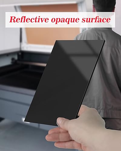 Miniatura 2 de Juego de 2 láminas acrílicas fundidas de color negro opaco brillante, ideal para corte láser, proyectos de arte, letreros y exhibiciones (8 x 8
