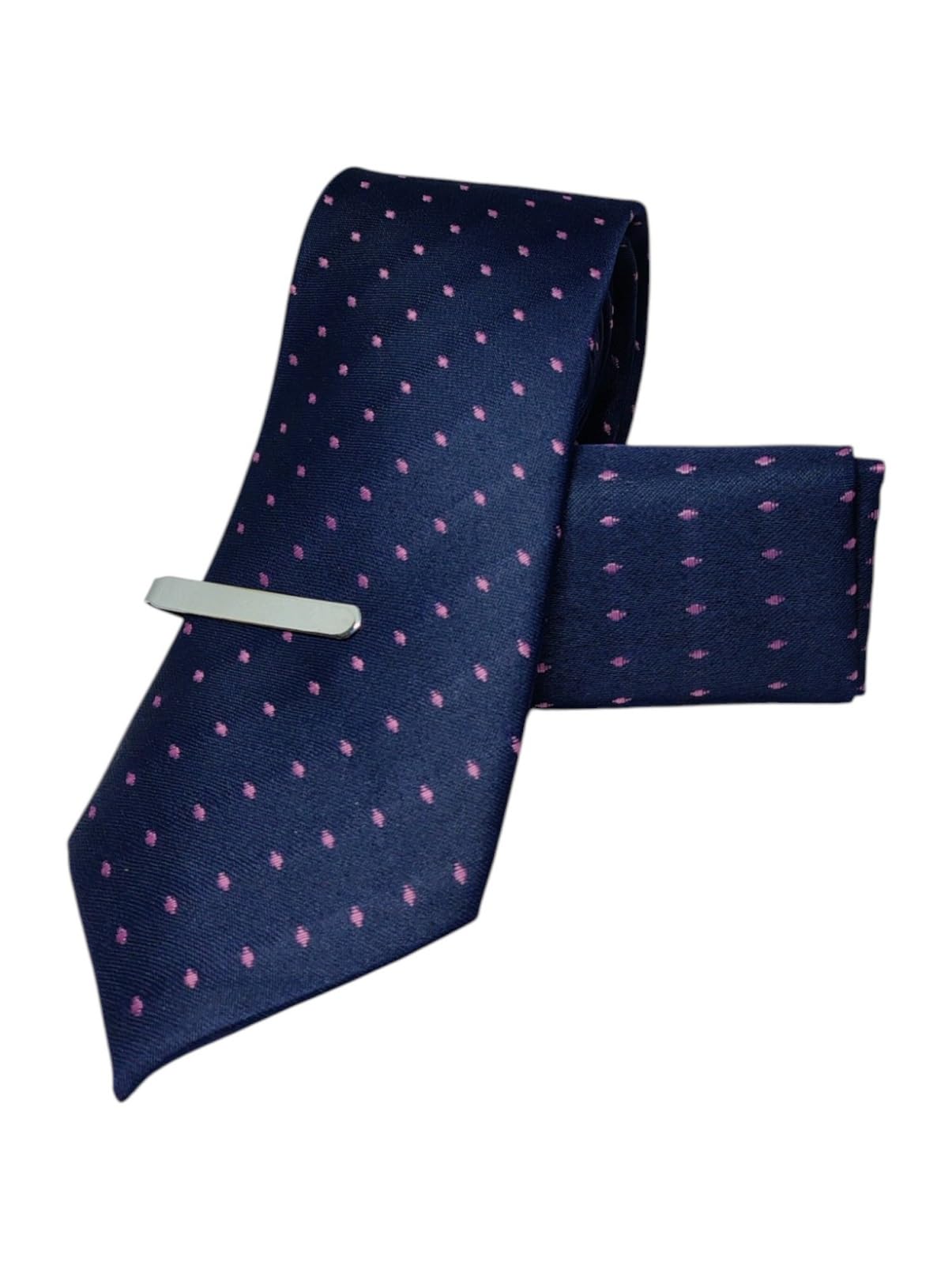 FashMade Italian Microfibre Tie & Pocket Square Combo with Silver Brass TiePin | 2.75 Inch Broad Tie | 10x10 inch Pocket Square TP-12-image-49