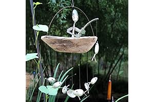 Fishing Man Wind Spoon Fish Sculptures Windchime