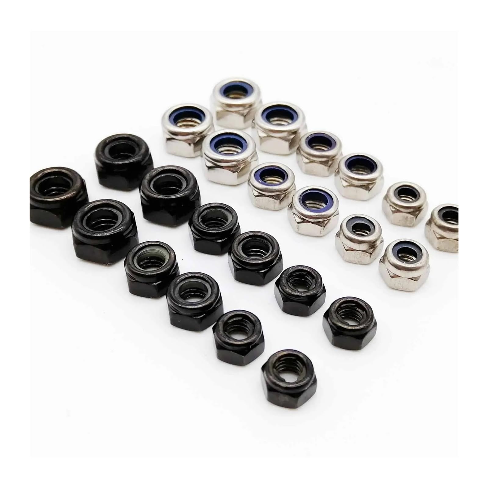 Tuerca de seguridad hexagonal negra de acero inoxidable 304 M2 M2.5 M3 M3.5 M4 M5 M6 M8 M10 M12 M14 M16 Tuerca de seguridad autoblocante(Black carbon steel,25pcs M10)