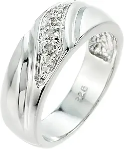 925 Sterling Silver Diamond Wedding Band Men's Ring