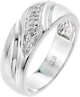 925 Sterling Silver 5 Diamond Accented Men's Wedding Band (J-K Color, I1-I2 Clarity)