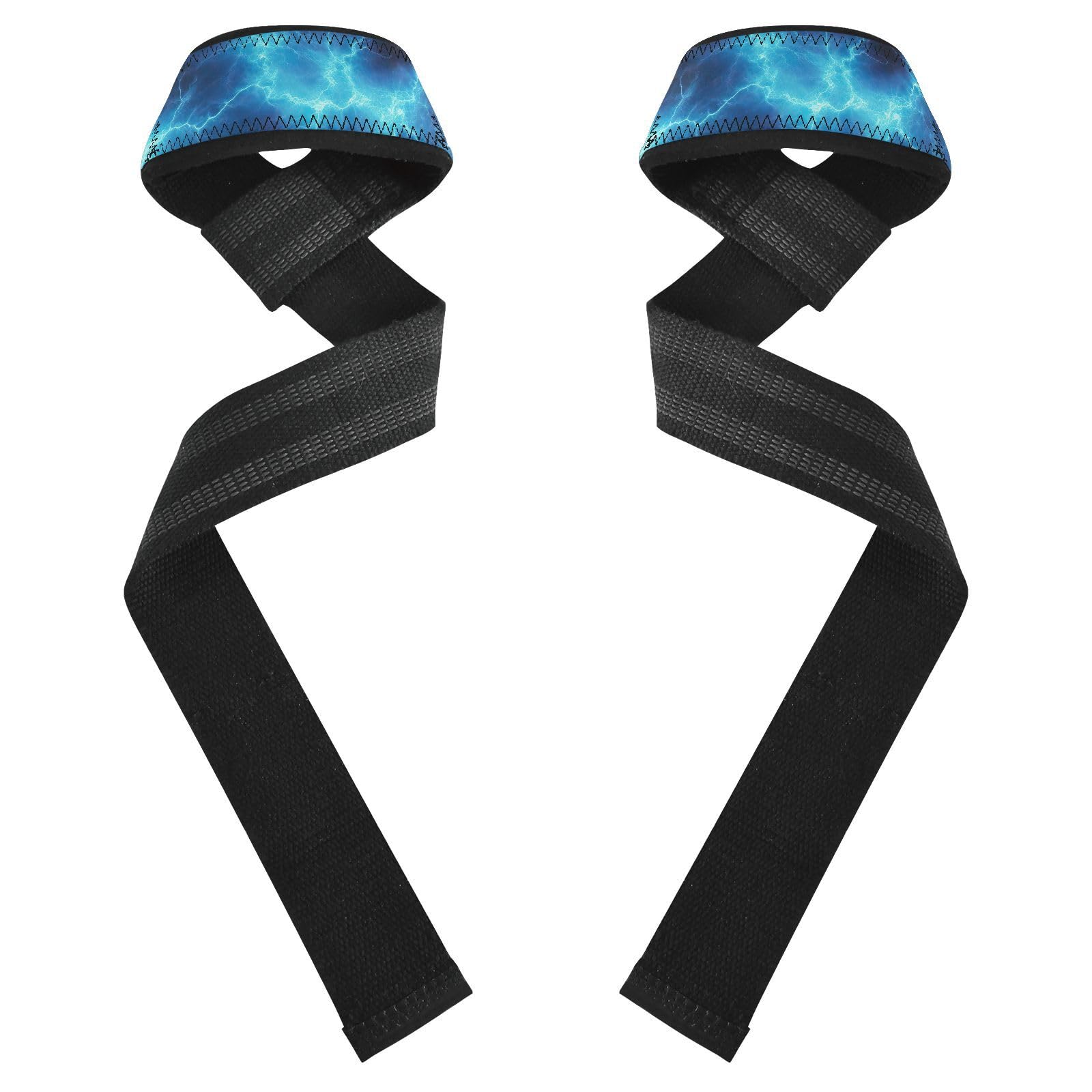 Nander Blue Lightning Wrist Straps for Weightlifting,Lifting Straps with Neoprene Cushioned Wrist Padded and Anti-Skid Silicone for Strength Training,Bodybuilding,Deadlifting