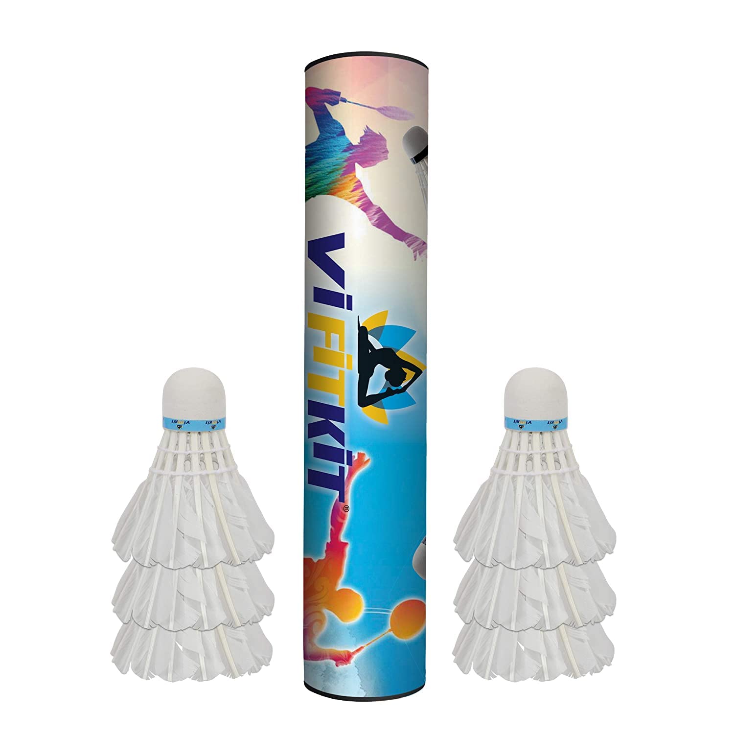 VIFITKITHand-Crafted Duck Feather Shuttlecocks for Badminton with Solid Cork Head & Strong Goose Feathers (Pack of 10, White)