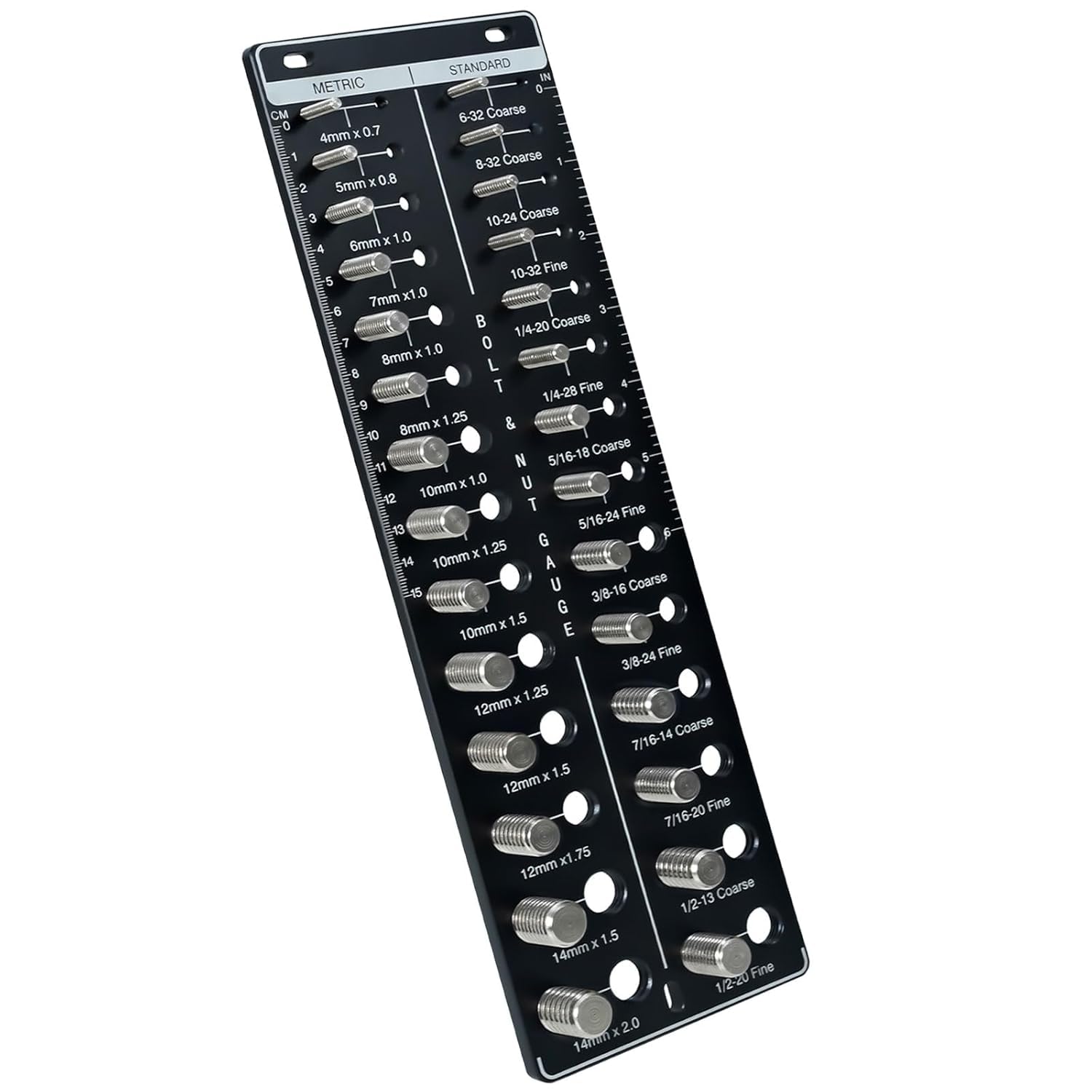 Thread Checker Gauge Tool, 30 Sizes Bolt and Nut Identifier Board, 15 Metric and 15 Standard Sizes