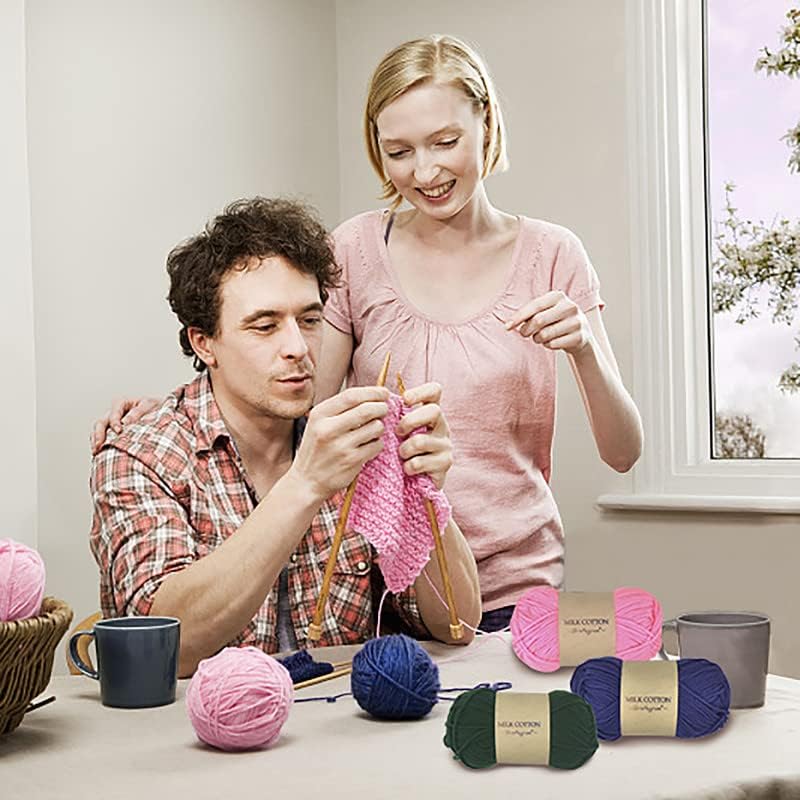 Miniatura 5 de Bristlegrass Hilo de algodón de amatista para hilo de ganchillo, 100% pompones, algodón de leche para tejer a mano, hilo fino para hacer pompones