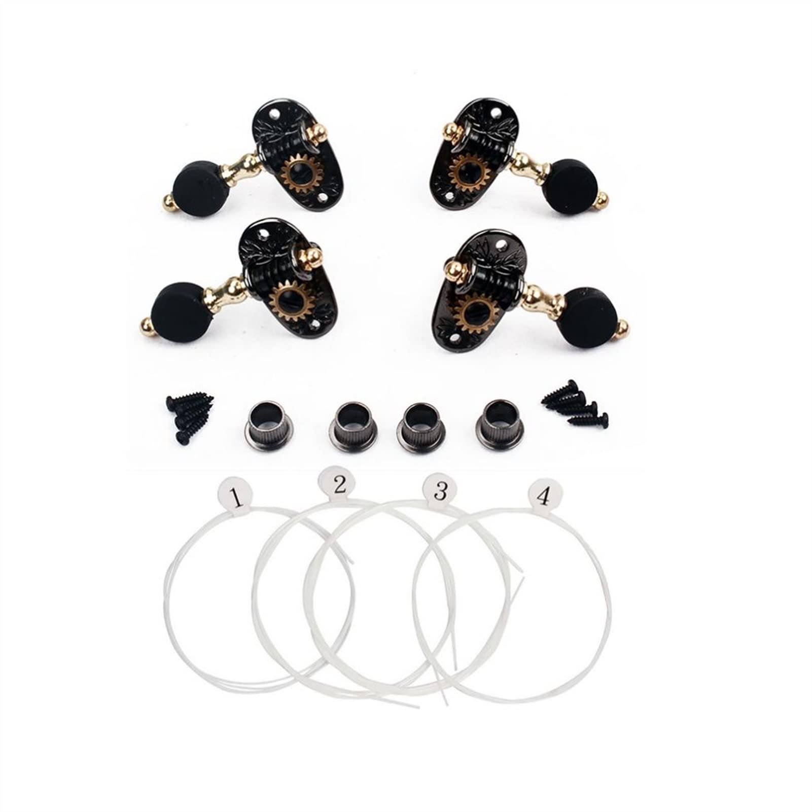 Strojenie struny do gitary 4 SZTUK Ukulele Tuning Pegs Tuners Machine Heads + 4 Sztuk Sznurki Ukulele Do Ukulele Części Gitary
