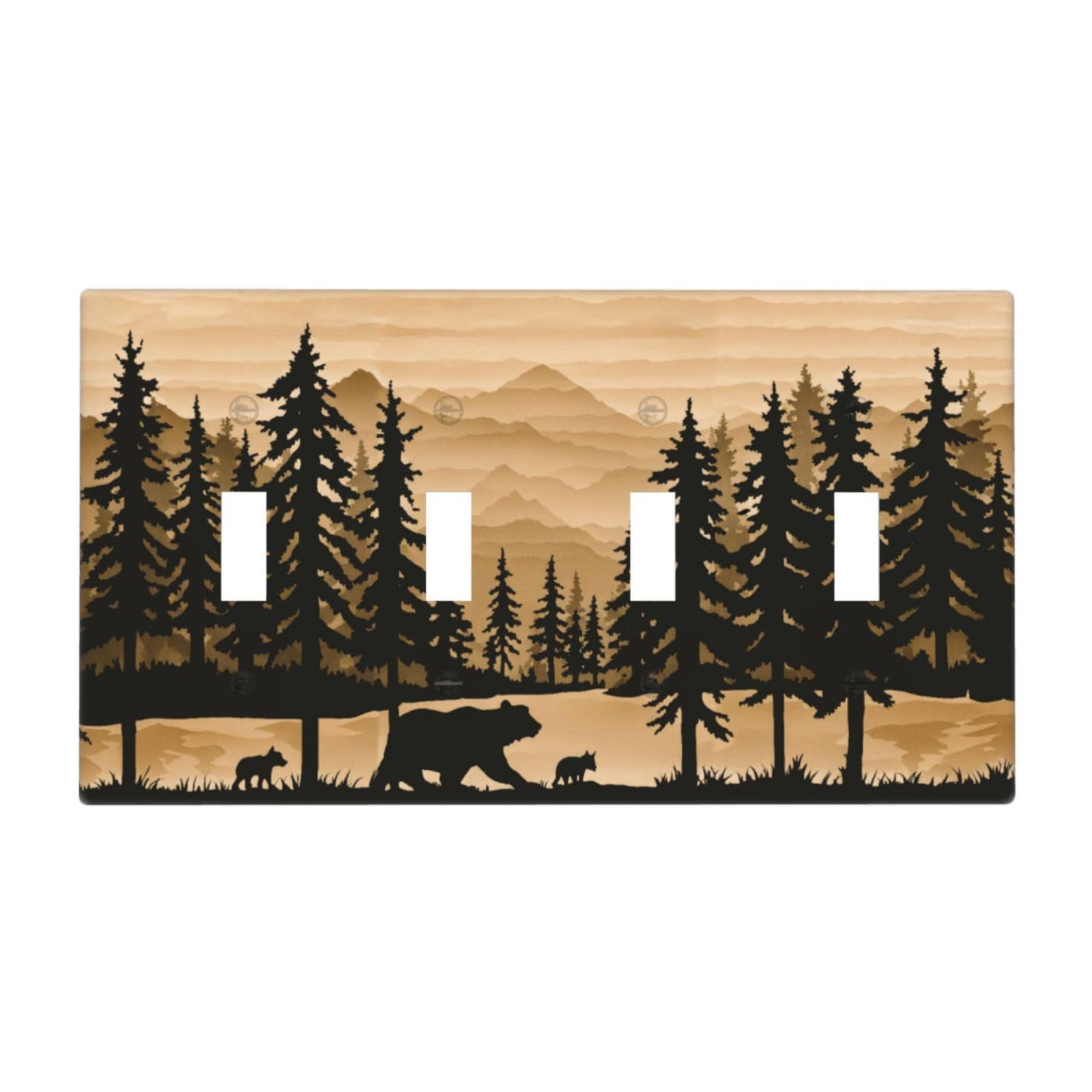 Plaque murale en bois de pin rustique haut de gamme pour 4 interrupteurs de cuisine