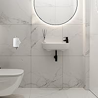 Vista 8 de Soporte para papel higiénico autoadhesivo, sin taladrar, para baño, baño, baño, soporte de pared, acero inoxidable (níquel cepillado)