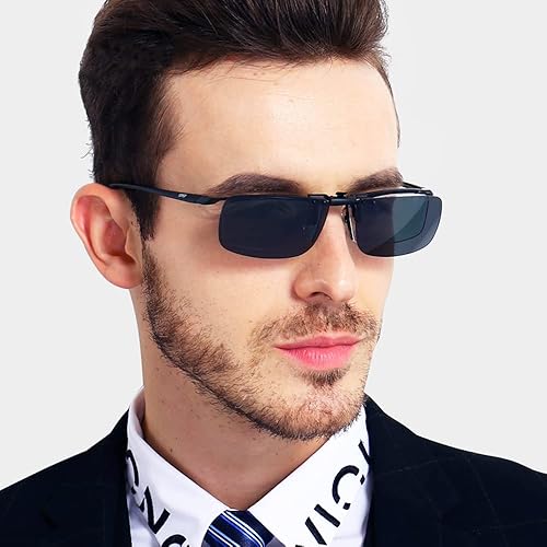 Miniatura 3 de Junsika Gafas de sol polarizadas con clip para lentes recetados para hombres y mujeres gafas de sol negras con protección UV400 Marrón