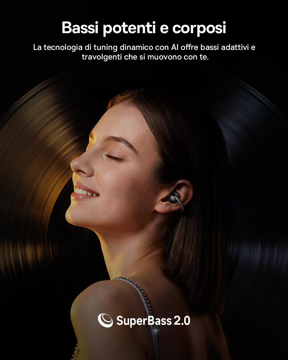 Baseus MC2 Air Cuffie Open-Ear, Auricolari a Clip con CloudComfort, SuperBass 2.0, Bluetooth 6.0, 4 Microfoni con IA per chiamate nitide, 40 h di autonomia, IP67, leggeri 4,9 g