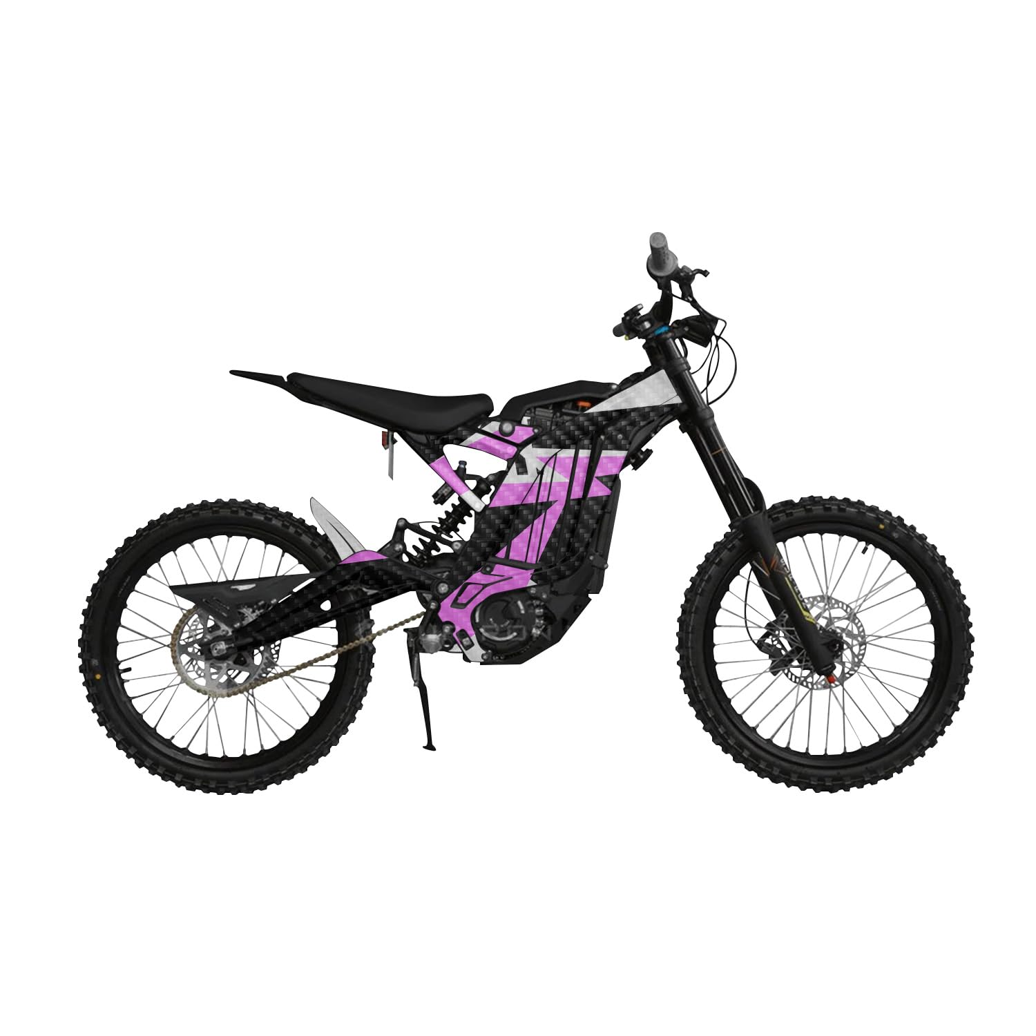 Carbon Fiber Surron Light Bee Graphics Kit Wrap - Bars and Bolts Pink - Sur-Ron Skin - Premium 3M Vinyl Protective Wrap Decal Cover - Easy to Apply | Crafted in The USA by MightySkins