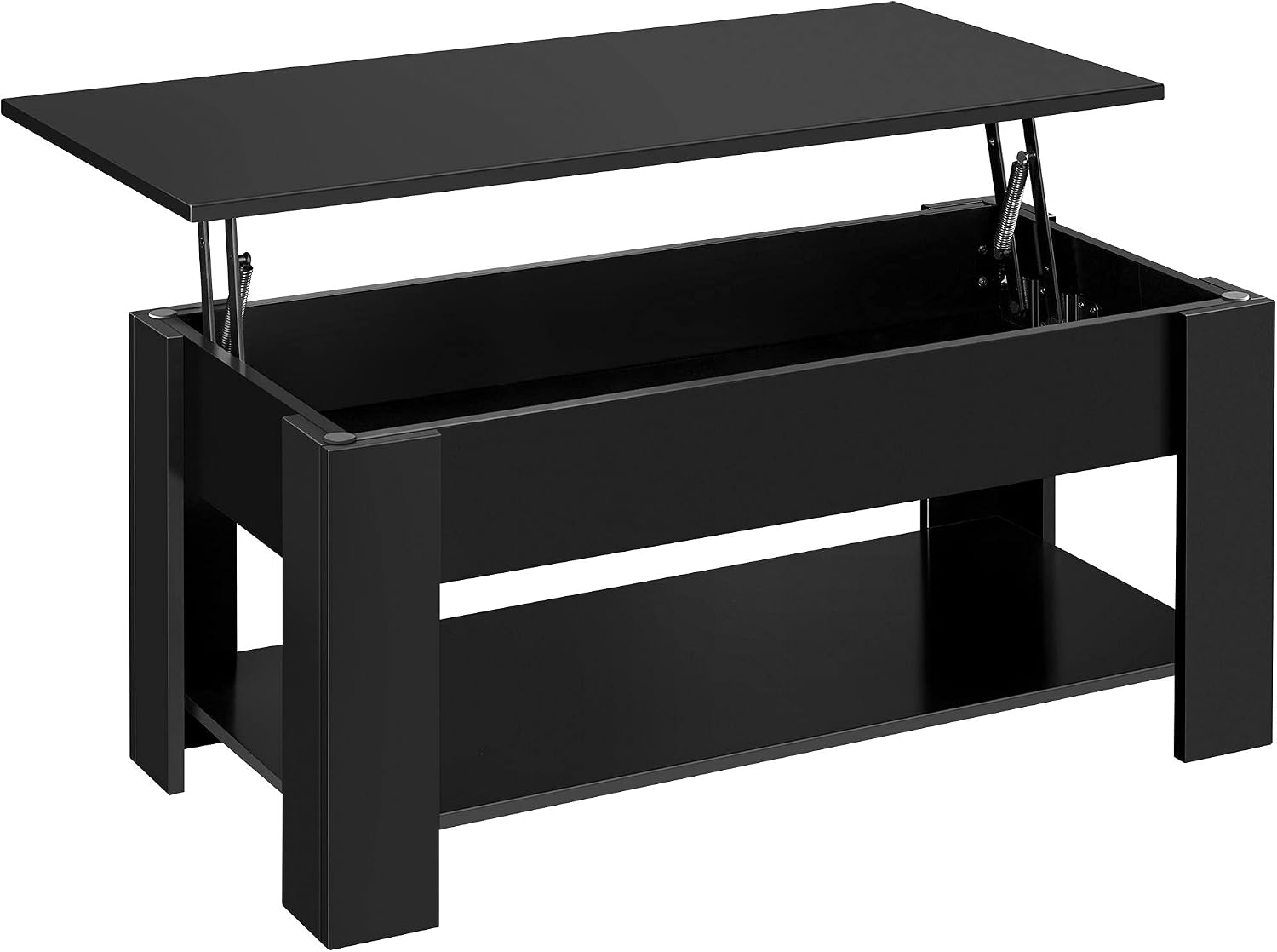 Yaheetech Modern Wood Lift Top Coffee Table w/Hidden Compartment and Storage Shelf Cabinet for Living Room Reception Room Office, Pop-Up Storage, Minimalist Basic Accent Center Table, Black