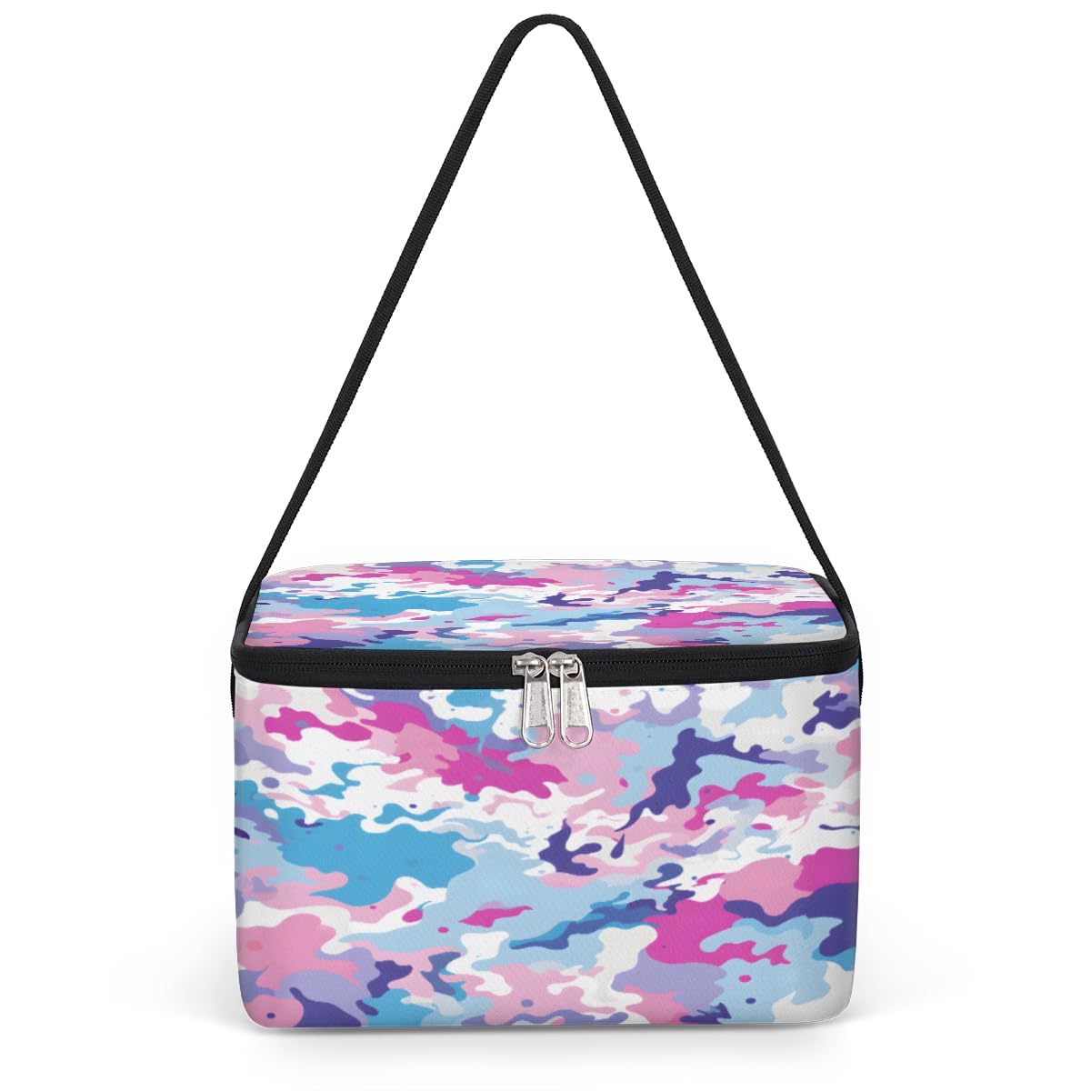 GzLeyigou Camo Texture Lunch Bags for Women Men 9 Cans, Hot & Cold Food Delivery Bag Insulated Grocery Bag Insulated Lunch Box Colorful Camouflage Cooler Bag for Office Work Picnic Beach