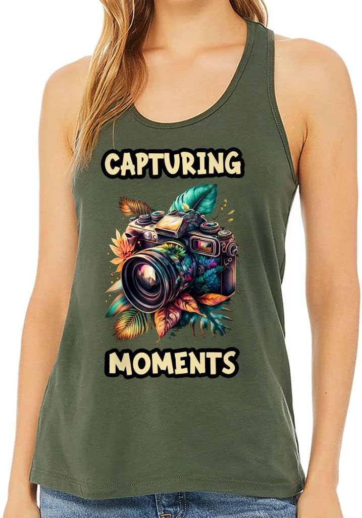 Camera Graphic Women's Racerback Tank - Beautiful Tank Top - Themed Workout Tank
