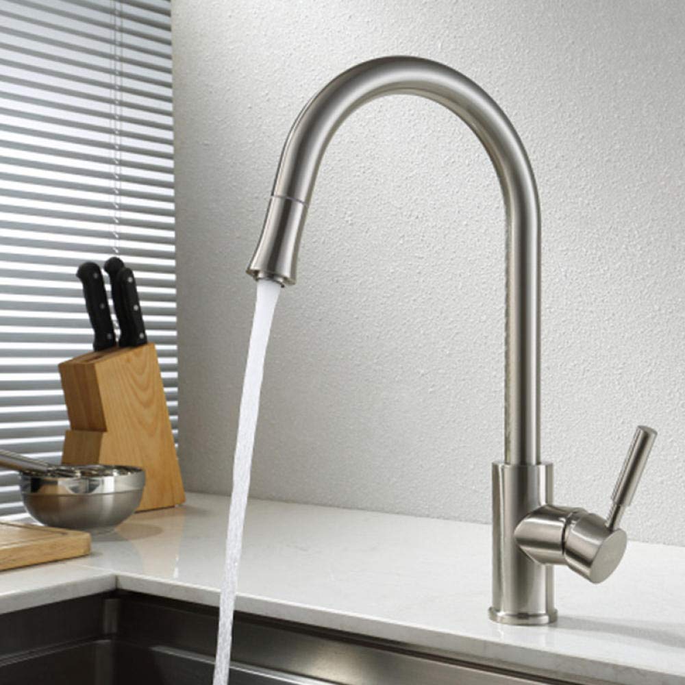 Taps with Pull Out Spray, Pull Out Kitchen Faucet Brass Mixer Tap Universal Single Handle Electroplated Multicolor(H)