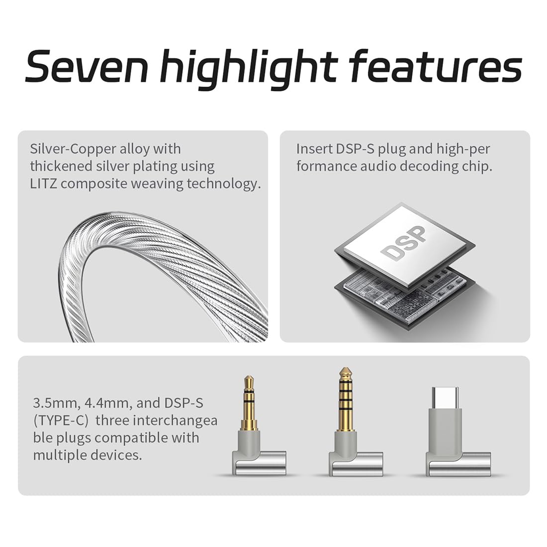 Amazon.co.jp: Tanchjim ヘッドホンケーブル、3.5mm/4.4mm/DSP-S