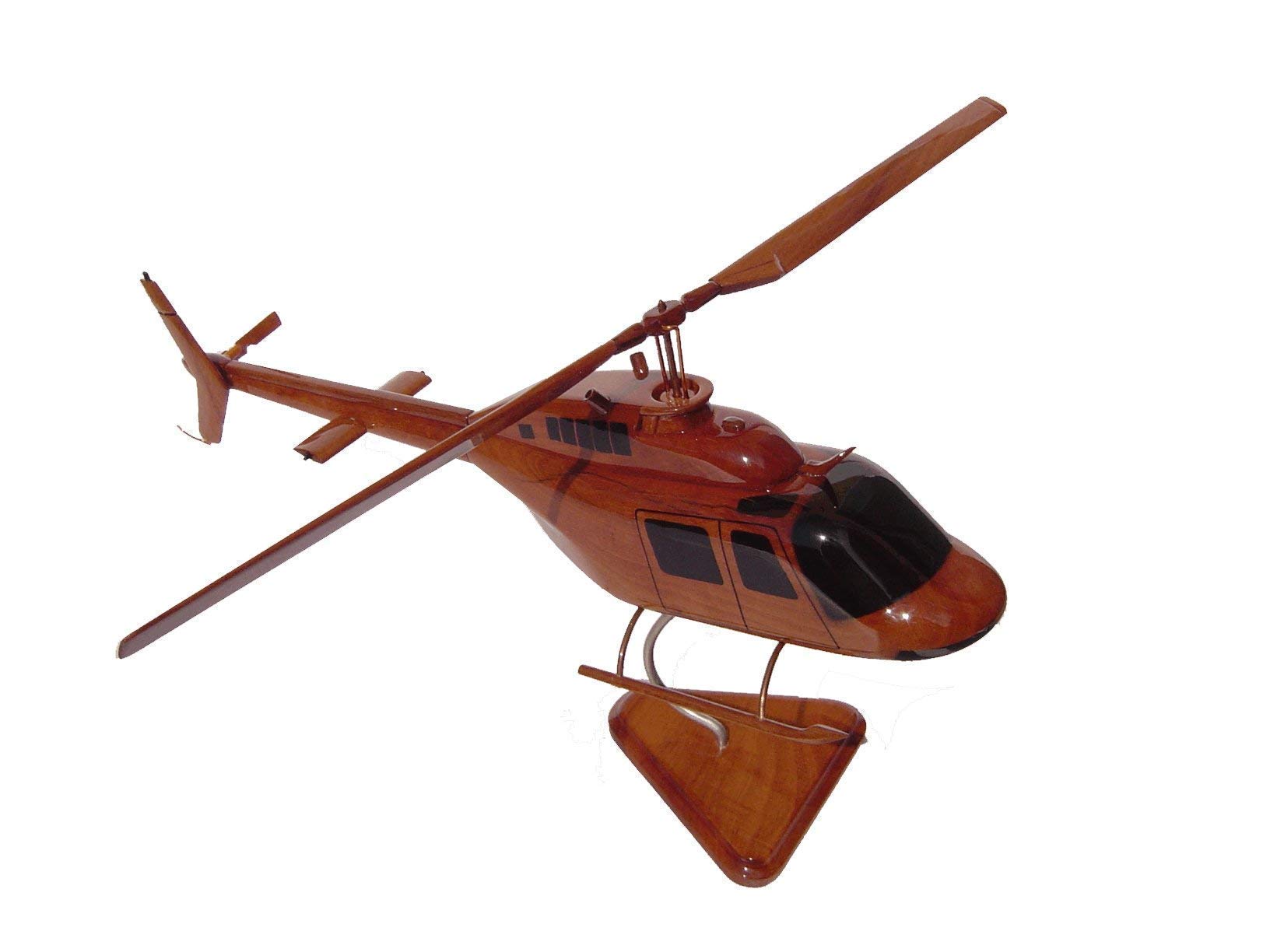 Bell 206 Jetranger Mahogany Wood Desktop Helicopter Model