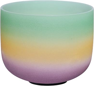 ENERGYSOUND 432Hz Perfect Pitch F Note Heart Chakra Rainbow Colored Frosted Quartz Crystal Singing Bowl 8 "مطرقة وحلقة o مضمنة