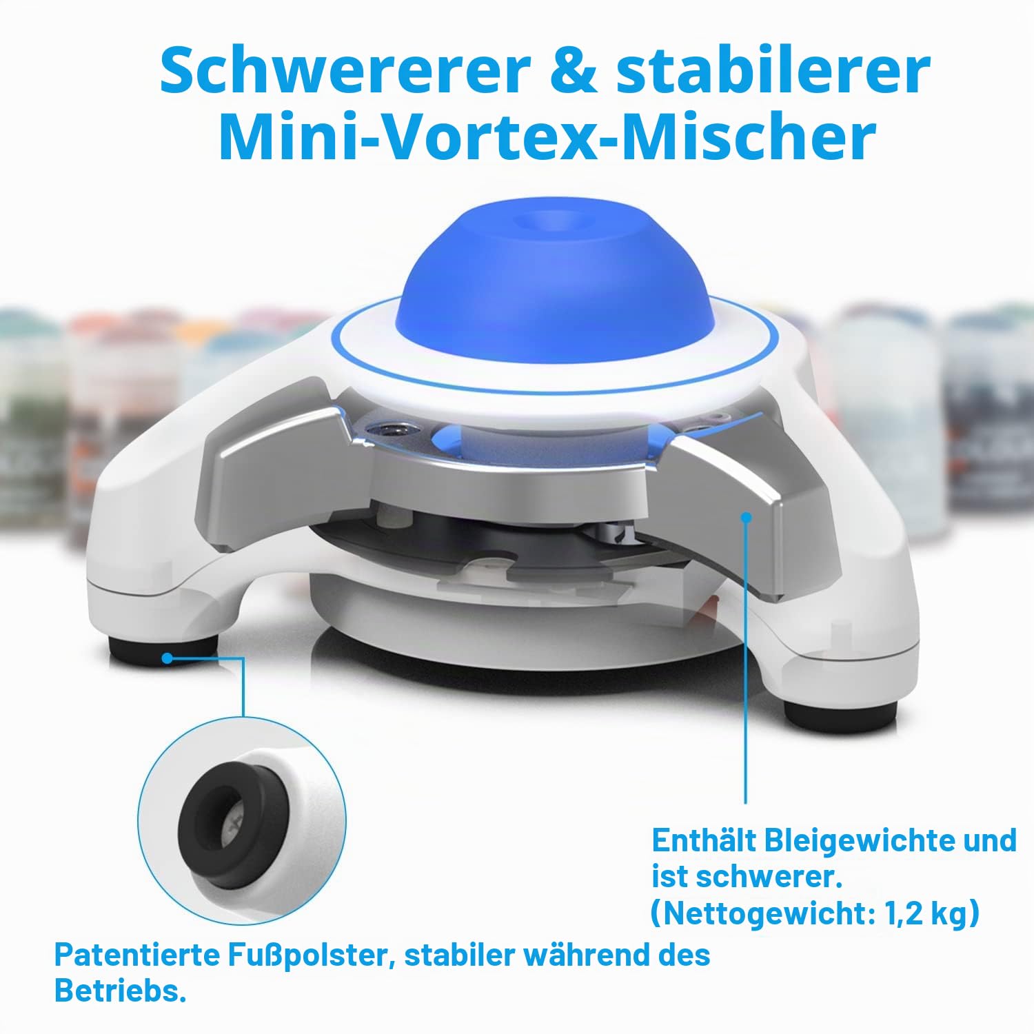FOUR E'S SCIENTIFIC Vortex Mixer Farbschüttler 5600UpM mit 100-pcs Stahlkugel Schnelles Mischen Touch Mode 6mm Orbit Farbmischer Vortex Shaking Mixer für Acrylfarbe Nagellack Labor Reagenzglas